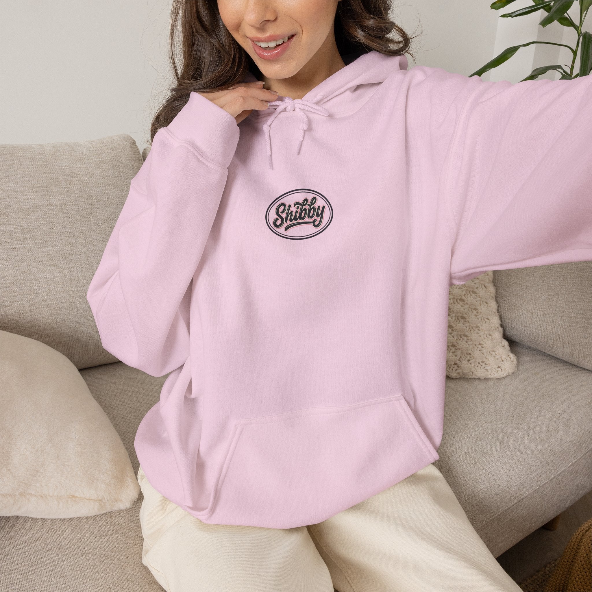 Ladies Jumpers -Shibby Logo Hoodie – Retro Script Pullover