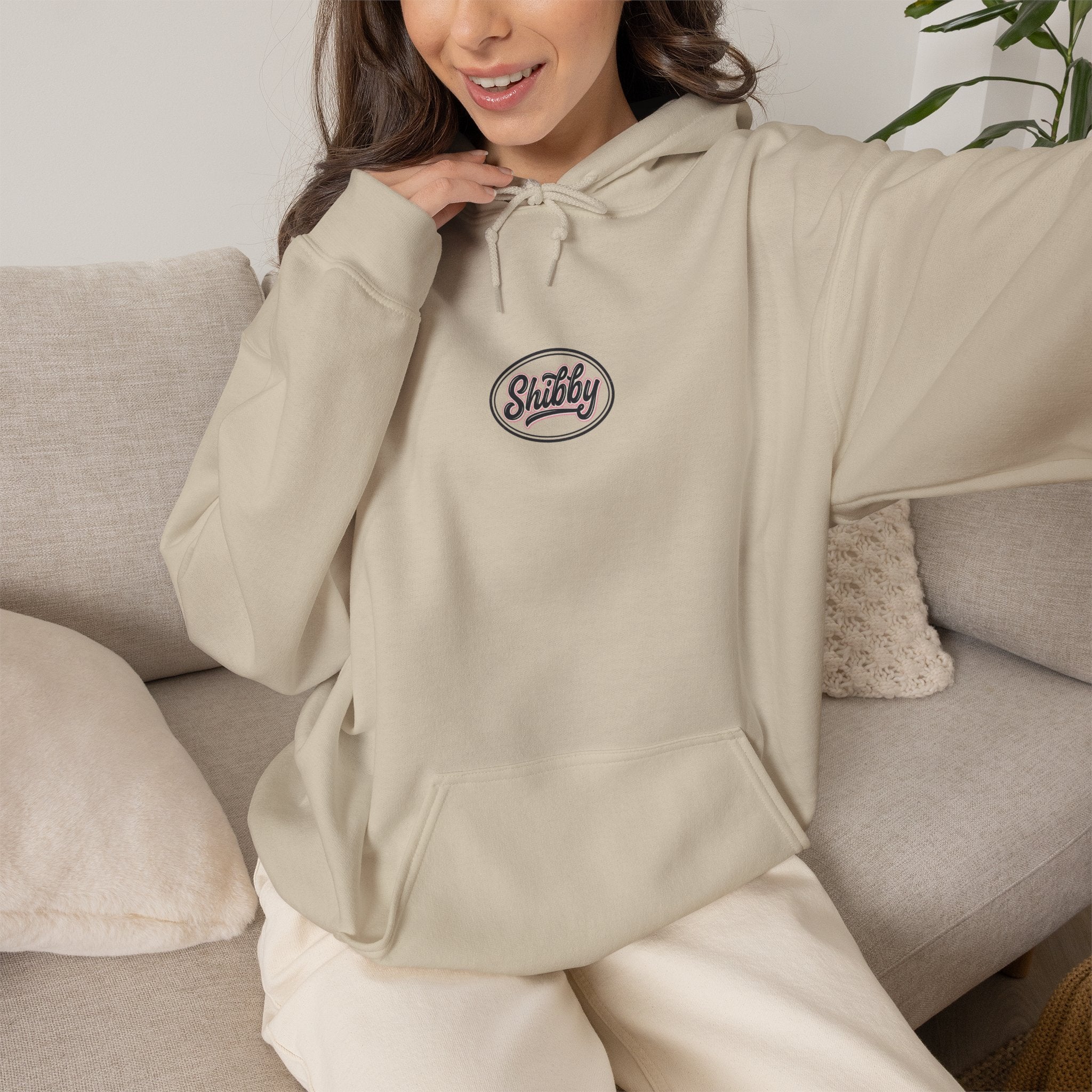 Ladies Jumpers -Shibby Logo Hoodie – Retro Script Pullover