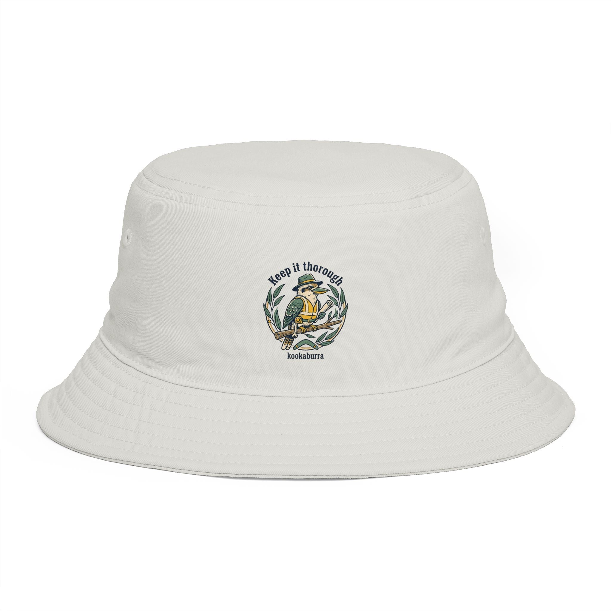 Shibby Vintage Fishing Bucket Hat — "Keep It thorough Kookaburra"