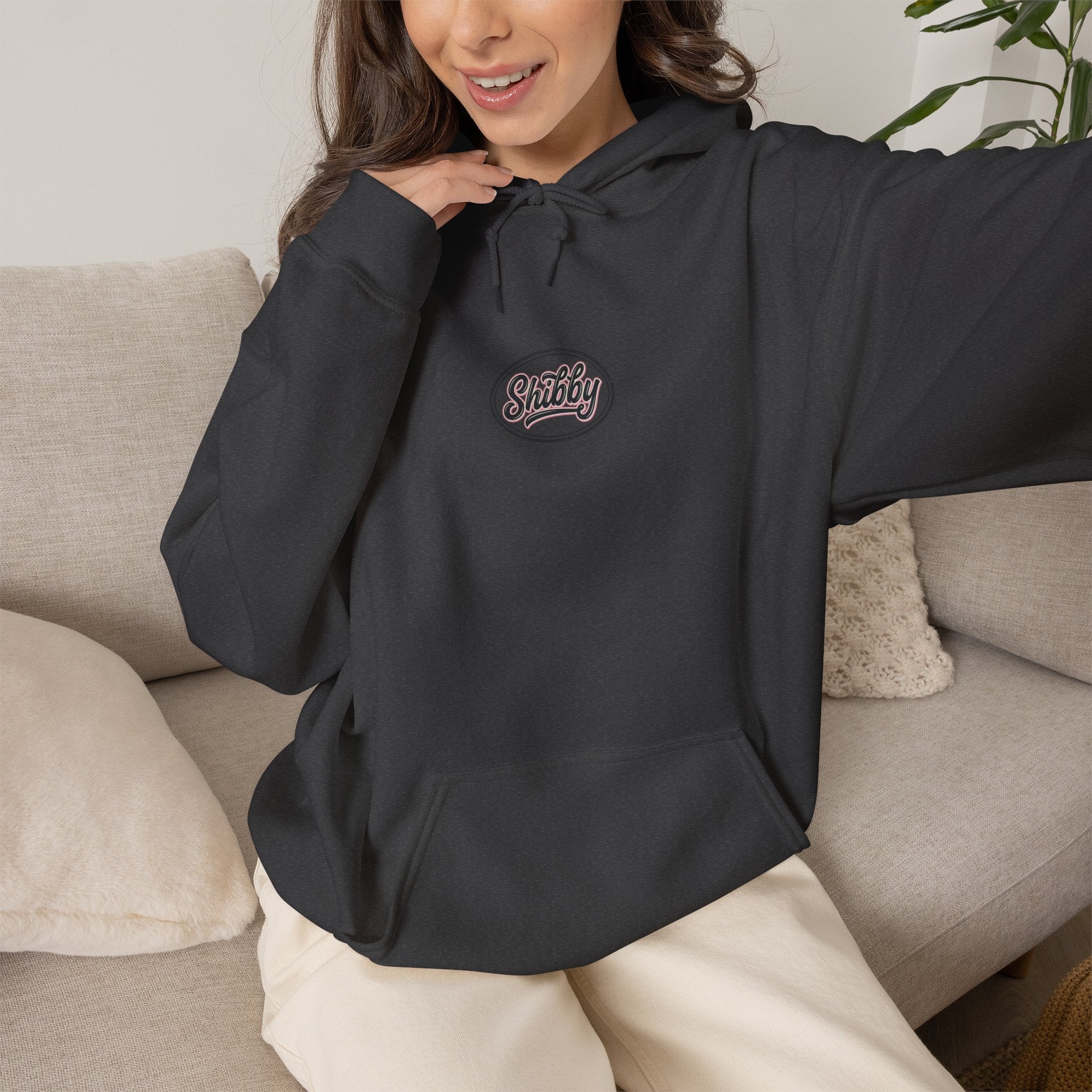 Ladies Jumpers -Shibby Logo Hoodie – Retro Script Pullover